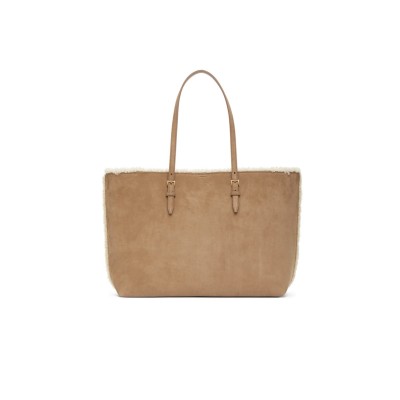 YSL SHOPPING TOTE BAG IN SUEDE AND SHEARLING TRIM 394195 (38*28*13cm)